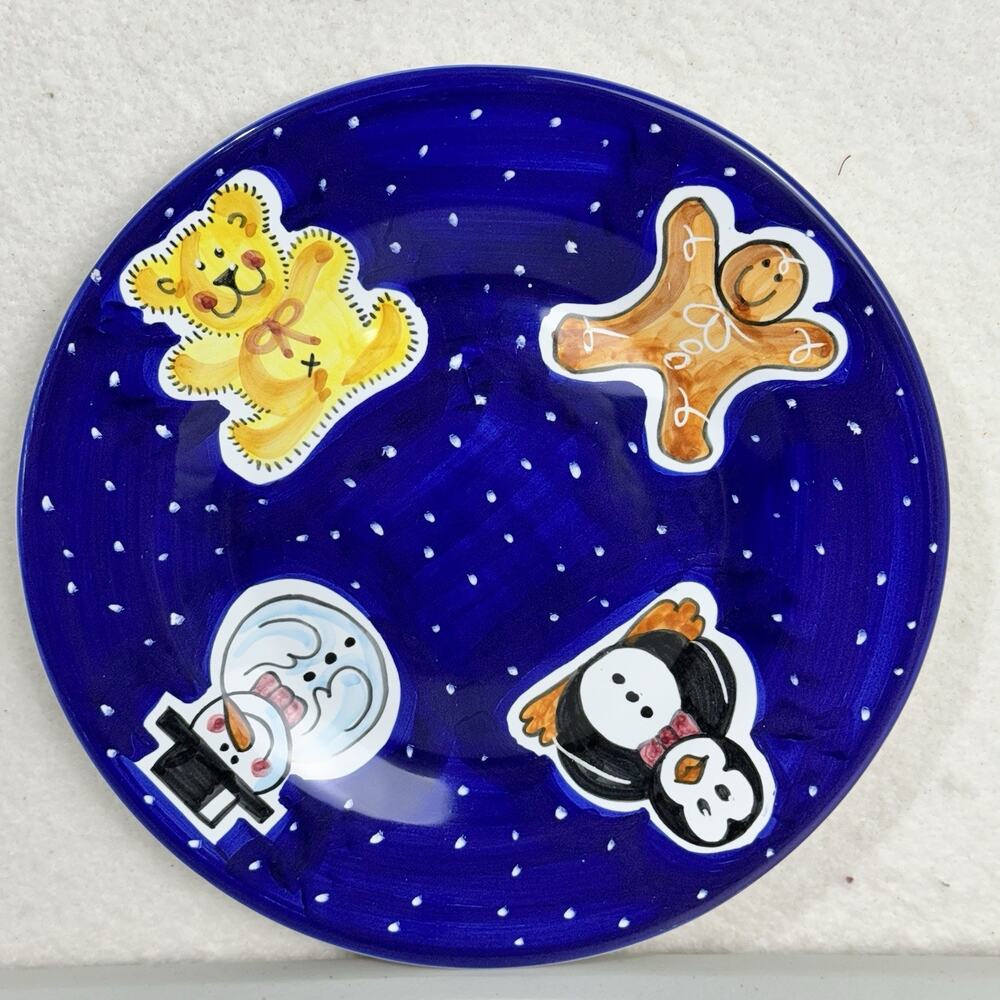 Starbucks VTG Gingerbread Snowman Teddy Holiday Christmas Santa Cookie Plate USA